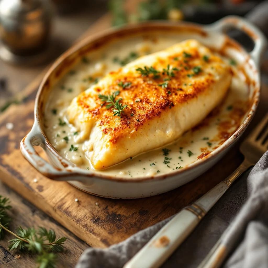 Morue cuite au four avec sauce à la crème