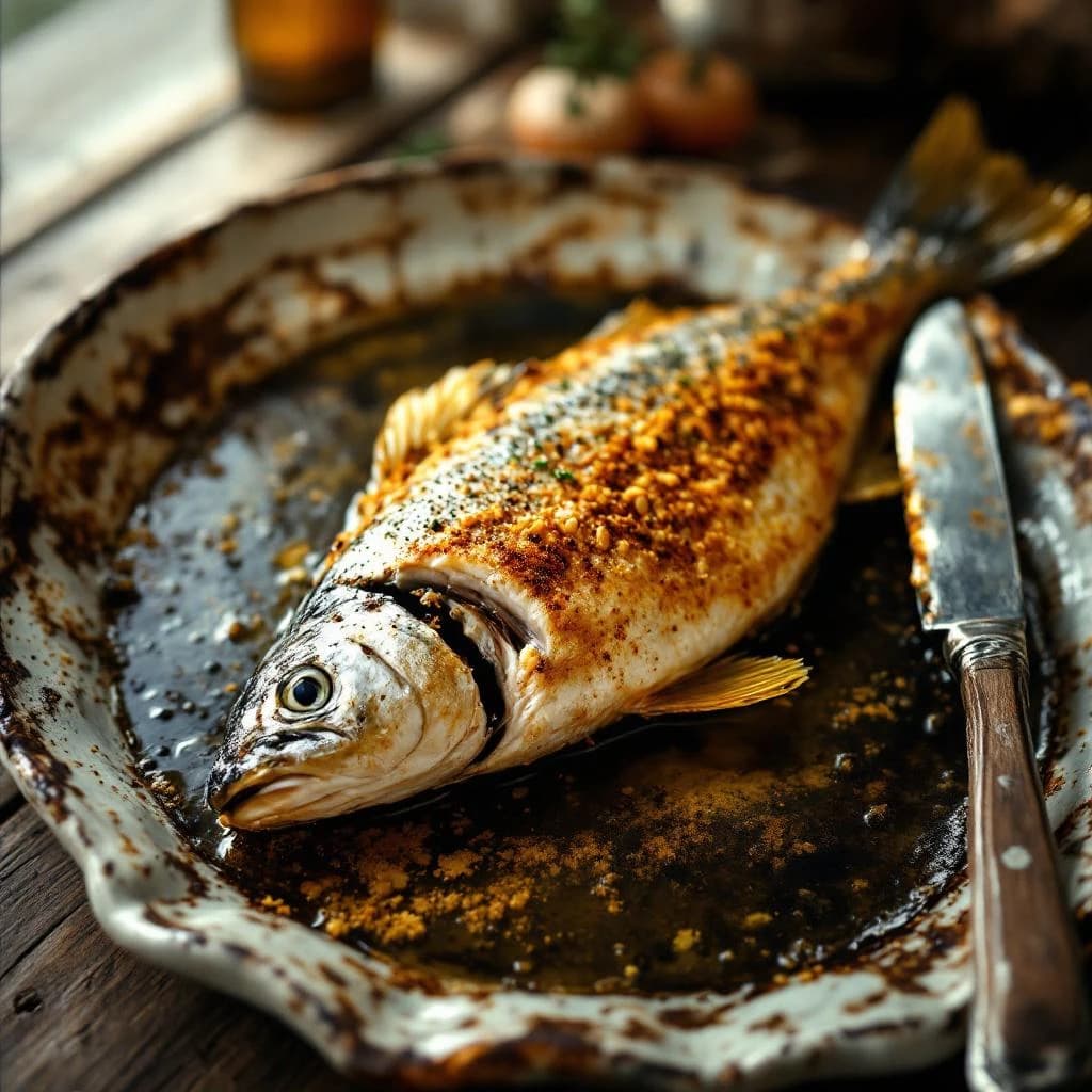 Truite fraîche pêchée frite